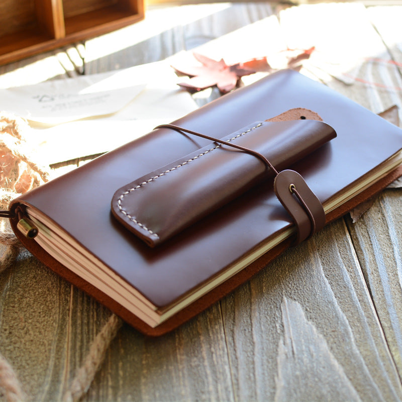 Wholesale Vintage Cowhide Strap Oil Leather Notebook Genuine Leather Cover